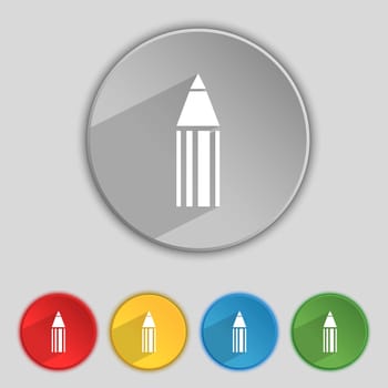 Pencil sign icon. Edit content button. Set of colored buttons. illustration