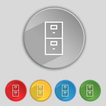 Safe sign icon. Deposit lock symbol. Set of colour buttons. illustration