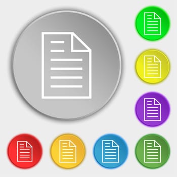 Text file sign icon. File document symbol. Symbols on eight flat buttons. illustration