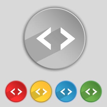 Code sign icon. Programmer symbol. Set of colored buttons. illustration