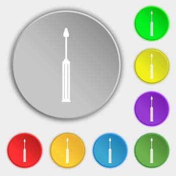 Screwdriver tool sign icon. Fix it symbol. Repair sig. Symbols on eight flat buttons. illustration