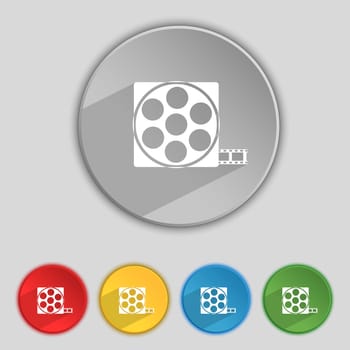 Video sign icon. frame symbol. Set colourful buttons. illustration