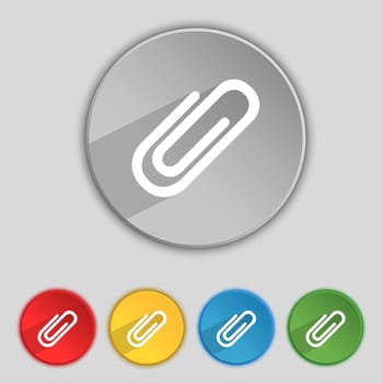 Paper clip sign icon. Clip symbol. Set of colored buttons. illustration