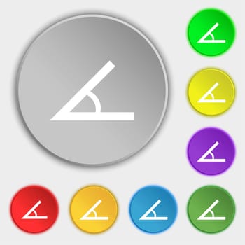 Angle 45 degrees icon sign. Symbols on eight flat buttons. illustration
