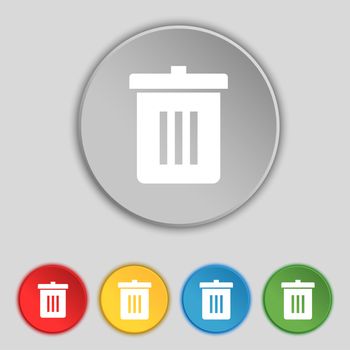 Recycle bin, Reuse or reduce icon sign. Symbol on five flat buttons. illustration