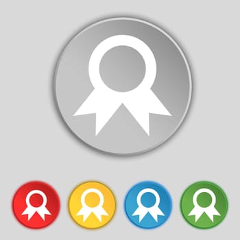 Award, Prize for winner icon sign. Symbol on five flat buttons. illustration