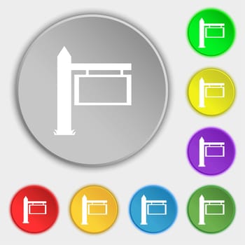 Information Road Sign icon sign. Symbols on eight flat buttons. illustration