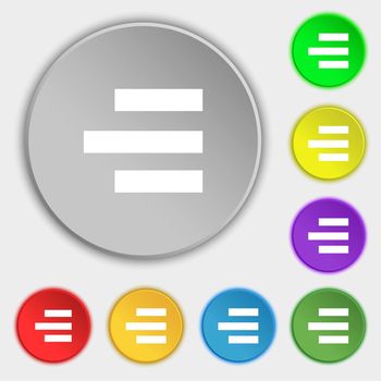 Right-aligned icon sign. Symbols on eight flat buttons. illustration