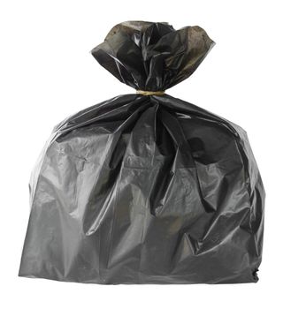 close up of a garbage bag on white background with clipping path