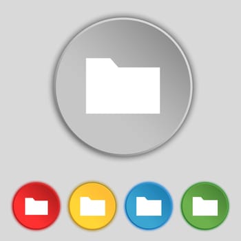 Document folder icon sign. Symbol on five flat buttons. illustration