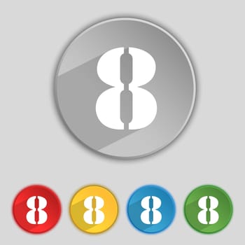 number Eight icon sign. Set of coloured buttons. illustration