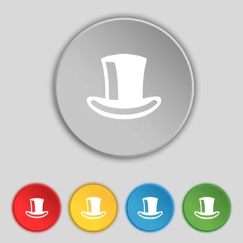 cylinder hat icon sign. Symbol on five flat buttons. illustration