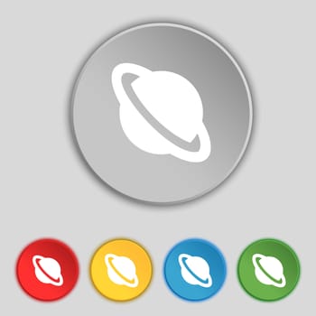 Jupiter planet icon sign. Symbol on five flat buttons. illustration