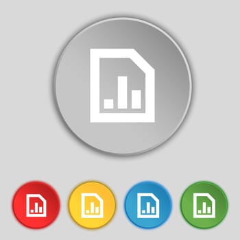 Growth and development concept. graph of Rate icon sign. Symbol on five flat buttons. illustration