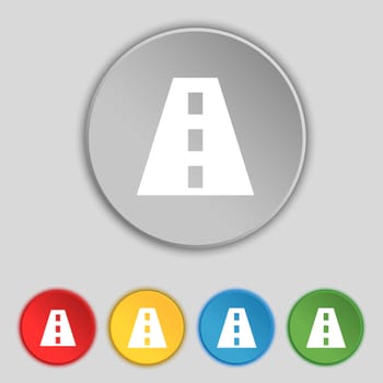 Road icon sign. Symbol on five flat buttons. illustration