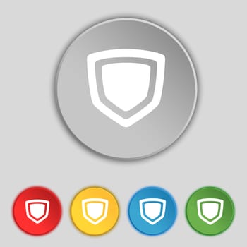 shield icon sign. Symbol on five flat buttons. illustration