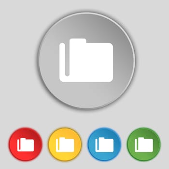 Document folder icon sign. Symbol on five flat buttons. illustration