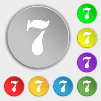 number seven icon sign. Symbols on eight flat buttons. illustration