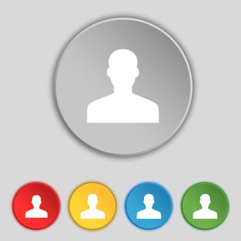 User, Person, Log in icon sign. Symbol on five flat buttons. illustration