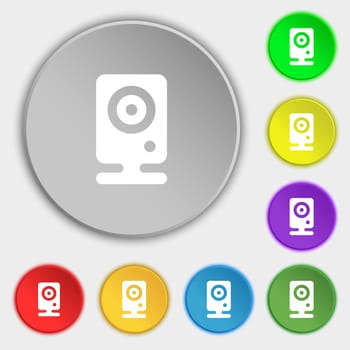 Web cam icon sign. Symbol on five flat buttons. illustration