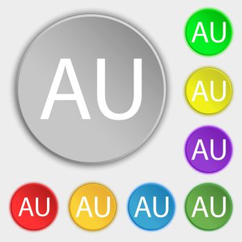 australia sign icon. Symbols on eight flat buttons. illustration