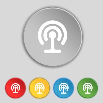 Wifi icon sign. Symbol on five flat buttons. illustration
