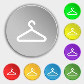 clothes hanger icon sign. Symbol on five flat buttons. illustration