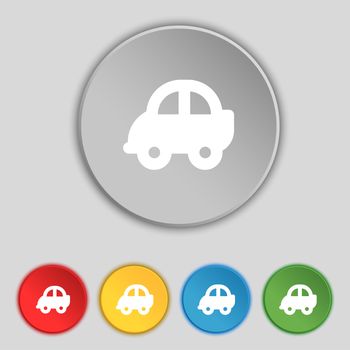 Auto icon sign. Symbol on five flat buttons. illustration