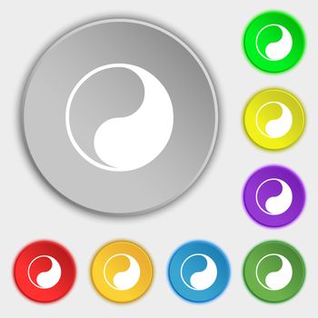 Yin Yang icon sign. Symbol on five flat buttons. illustration
