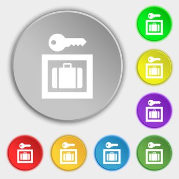 Luggage Storage icon sign. Symbol on five flat buttons. illustration