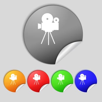 Video camera sign icon.content button. Set colourful buttons. illustration