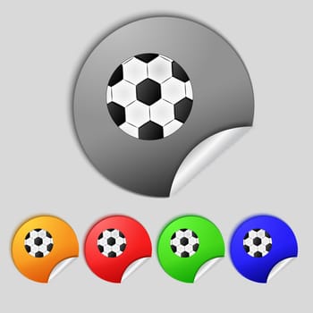 Football ball sign icon. Soccer Sport symbol. Set colourful buttons. illustration