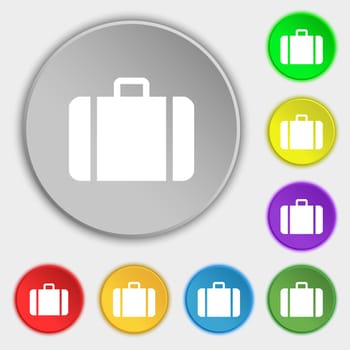 suitcase icon sign. Symbol on five flat buttons. illustration