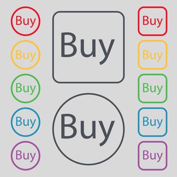 Buy sign icon. Online buying dollar usd button. Set of colored buttons. illustration