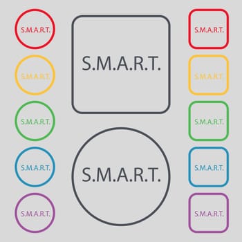 Smart sign icon. Press button. Set of colored buttons. illustration