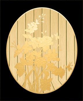 Pattern of Yellow flower on wood with black background