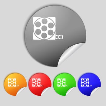 Video sign icon. frame symbol. Set colourful buttons. illustration