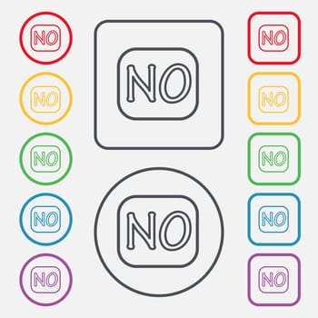 Norwegian language sign icon. NO Norway translation symbol. Set of colored buttons. illustration