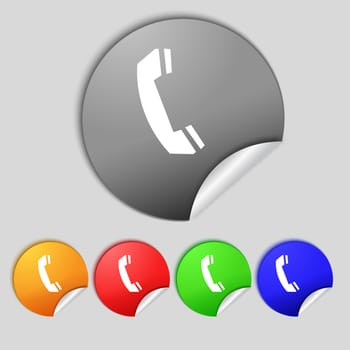 Phone sign icon. Support symbol. Call center. Set colourful buttons illustration