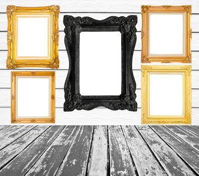 Frame picture on wooden background