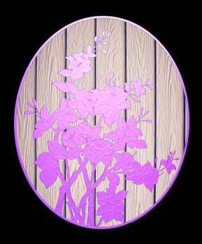 Pattern of Violet flower on wood with black background