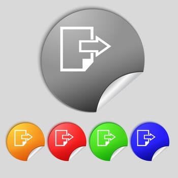 Export file icon. File document symbol. Set of colored buttons. illustration