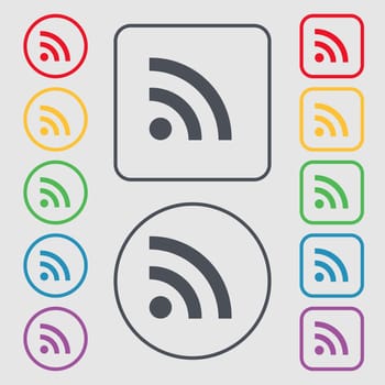 Wifi, Wi-fi, Wireless Network icon sign. symbol on the Round and square buttons with frame. illustration