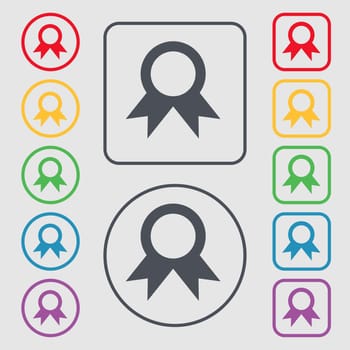 Award, Prize for winner icon sign. symbol on the Round and square buttons with frame. illustration