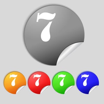 number seven icon sign. Set of coloured buttons. illustration