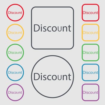 discount sign icon. Sale symbol. Special offer label. Symbols on the Round and square buttons with frame. illustration