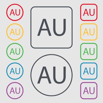 australia sign icon. Symbols on the Round and square buttons with frame. illustration