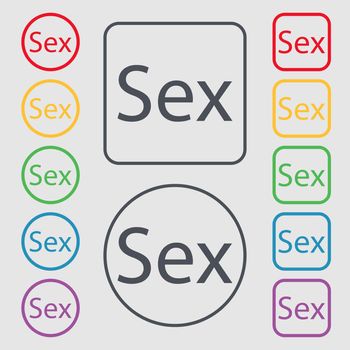Safe love sign icon. Safe sex symbol. Symbols on the Round and square buttons with frame. illustration