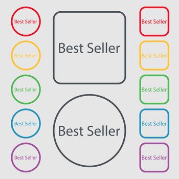 Best seller sign icon. Best seller award symbol. Symbols on the Round and square buttons with frame. illustration