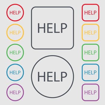 Help point sign icon. Question symbol. Symbols on the Round and square buttons with frame. illustration